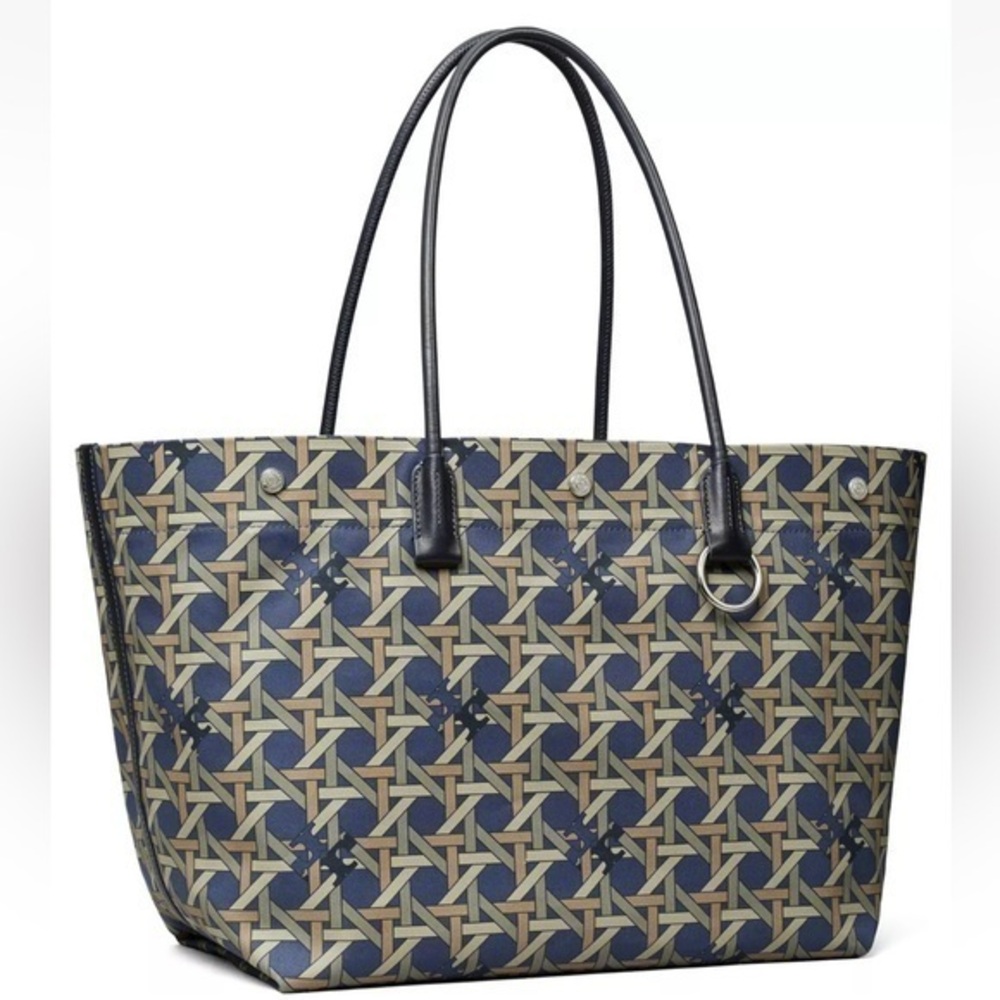 New Tory Burch basketweave Print tote bag